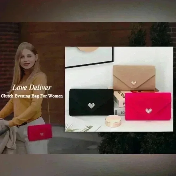 Women Faux Suede Evening Clutch Bags Formal Party Wedding Purses Barbie NWT - Picture 15 of 16